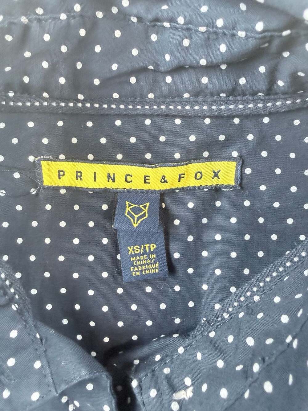 Prince & Fox Polka Dot Long Sleeve Button Up Shirt Size XS Blue